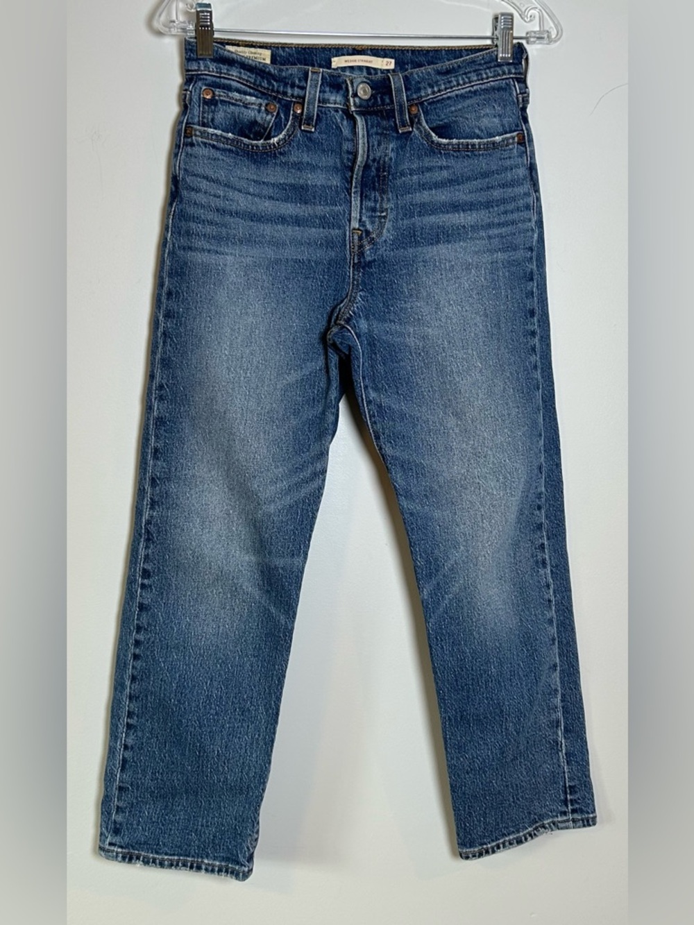 Levi's wedgie straight jeans W27 L26 high rise vintage wash waterless denim - Picture 3 of 14